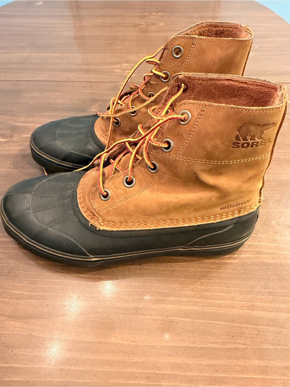 Sorel Brown Leather and Black Rubber Men’s Waterproof Lace-Up Boots